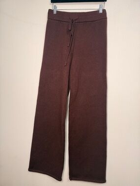 Women's Brown Knit Wide-Leg Lounge Pants